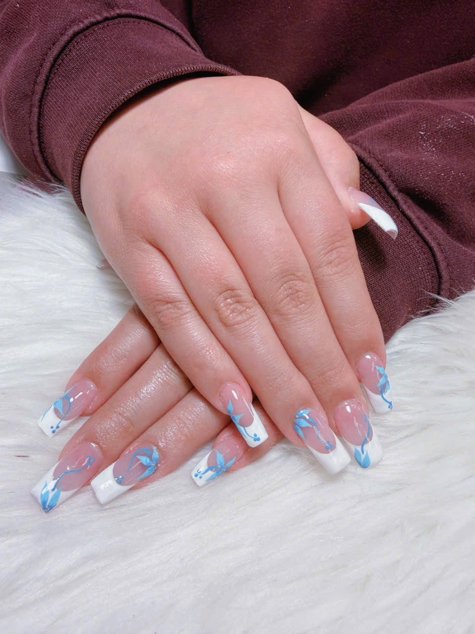 French Tip Floral Nail Art Beauty – Angels Nail & Spa Yarmouth NS