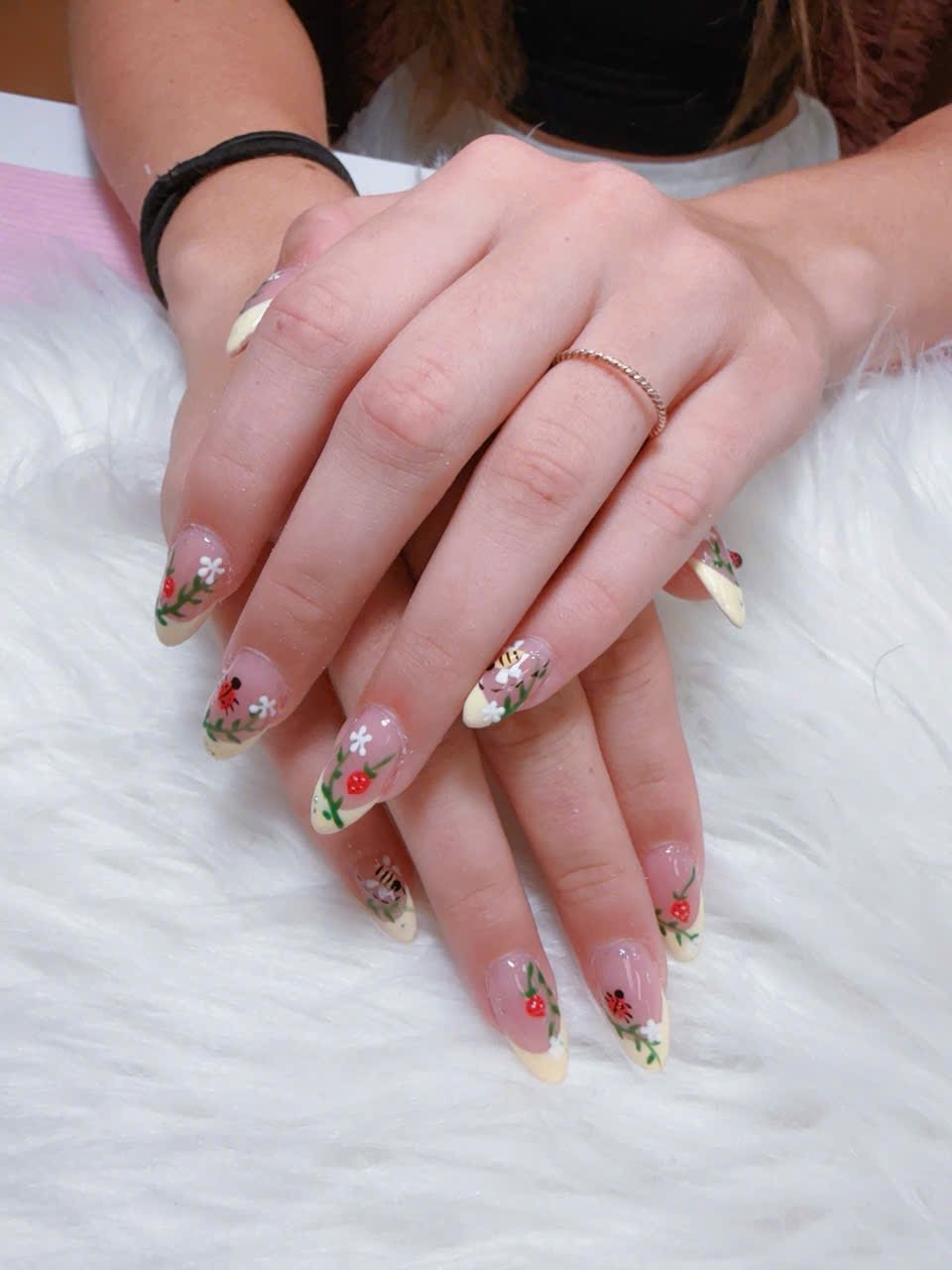 Garden Ladybug Bee Spring French Nail Art – Angels Nail & Spa Yarmouth NS
