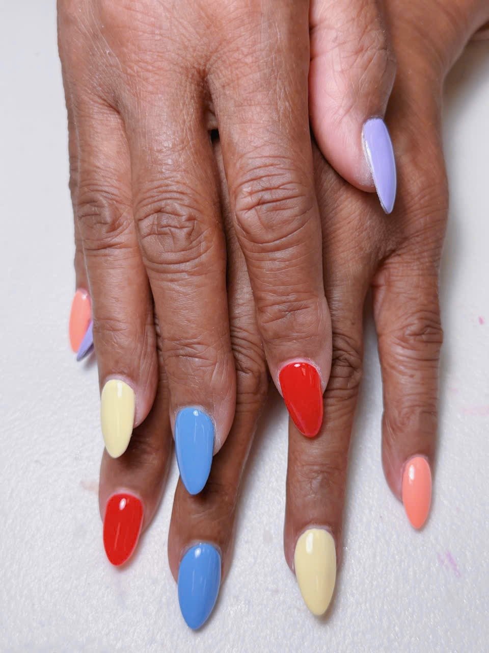Multicolor Almond Nails. – Angels Nail & Spa Yarmouth NS